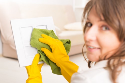 Safety-focused cleaning team reviewing a property before work begins